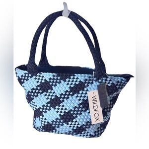NWT WILDFOX Blue and Navy Woven Tote Bag